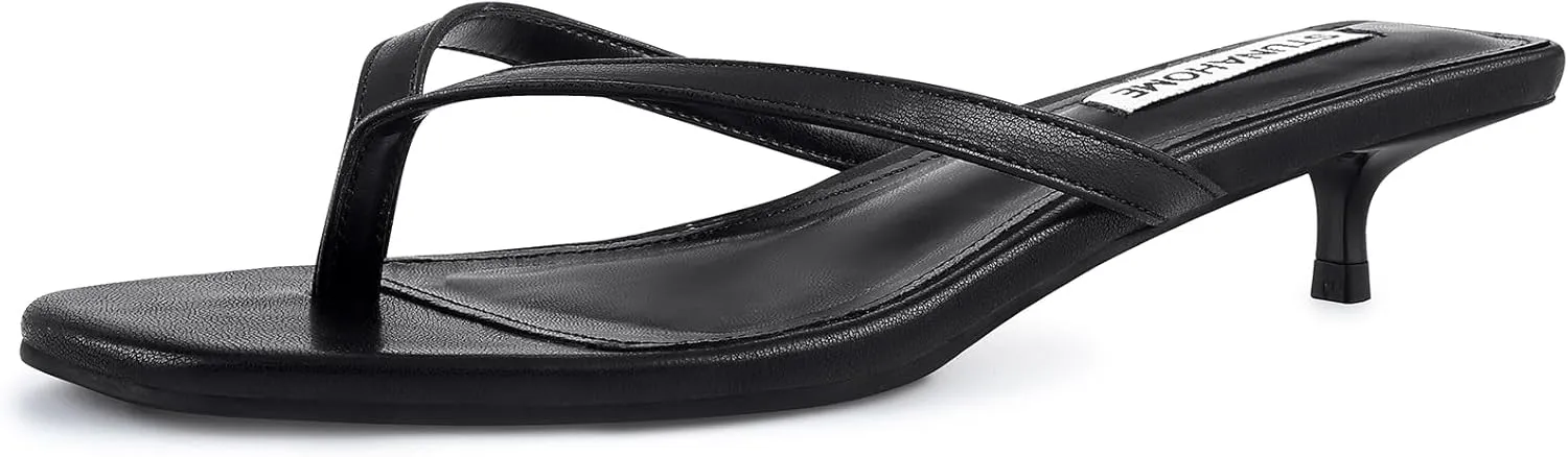 STUNAHOME Womens Kitten Heel Thong Sandals with Memory Foam Cute Flip Flop Heels for Women 1.4 Inches