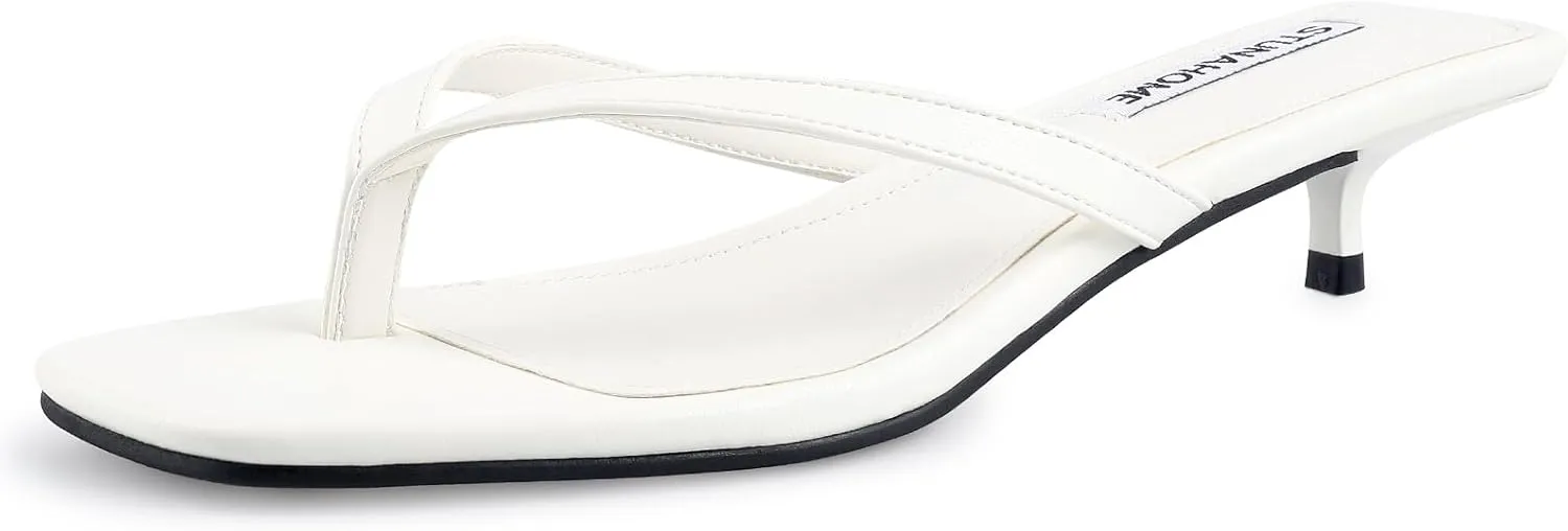 STUNAHOME Womens Kitten Heel Thong Sandals with Memory Foam Cute Flip Flop Heels for Women 1.4 Inches