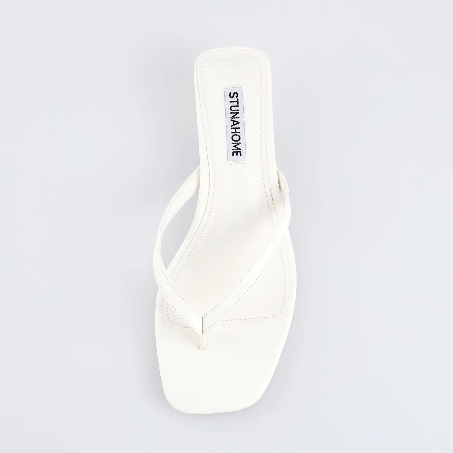 STUNAHOME Womens Kitten Heel Thong Sandals with Memory Foam Cute Flip Flop Heels for Women 1.4 Inches