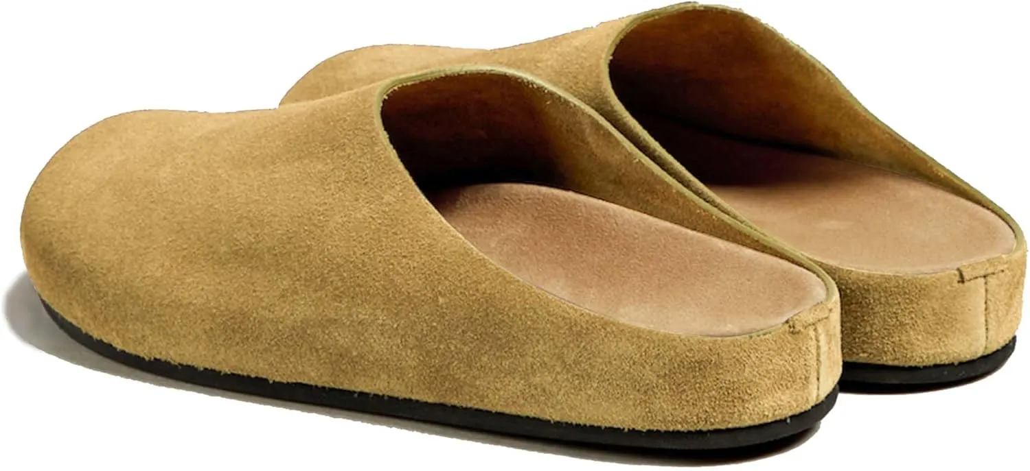 Suede Clogs for Women Arch Support Cork Footbed Mules Comfort Slip On Potato Shoes Sandals Slippers