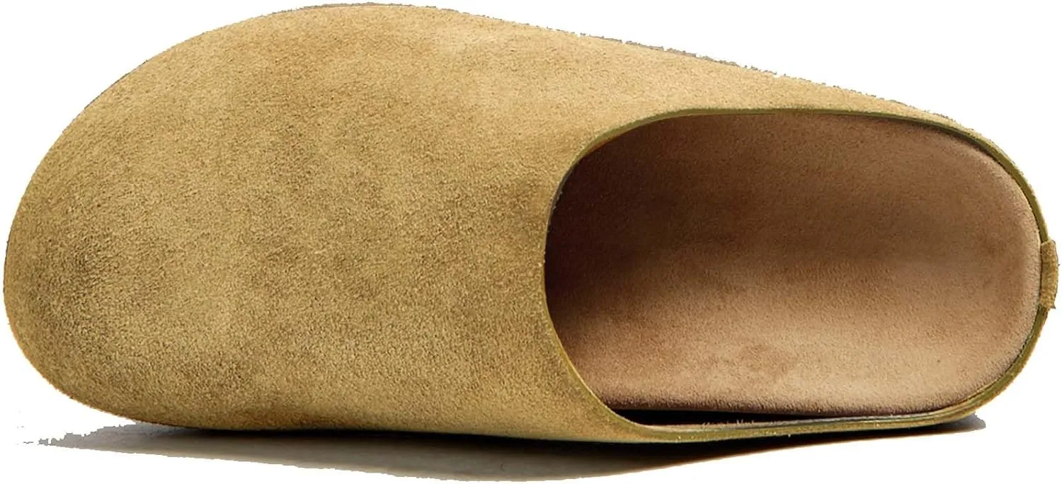 Suede Clogs for Women Arch Support Cork Footbed Mules Comfort Slip On Potato Shoes Sandals Slippers