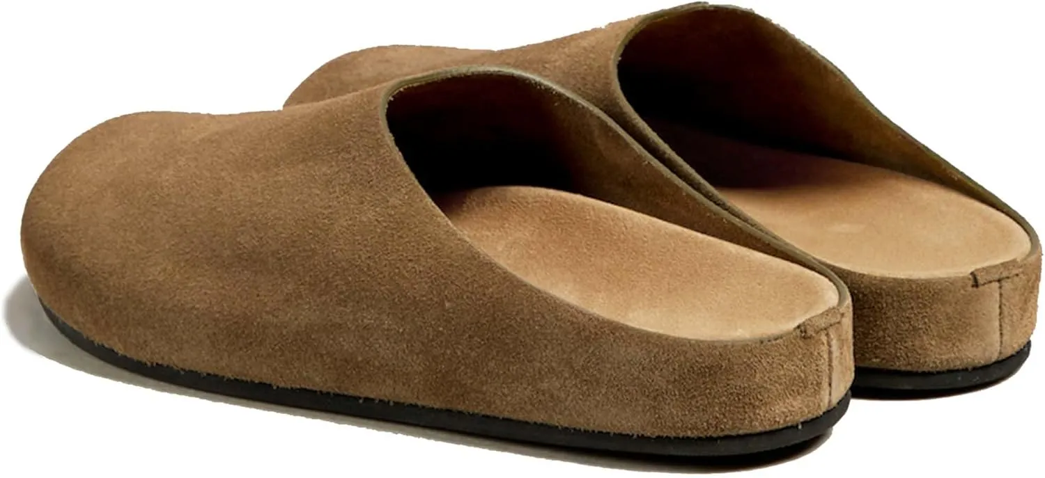 Suede Clogs for Women Arch Support Cork Footbed Mules Comfort Slip On Potato Shoes Sandals Slippers