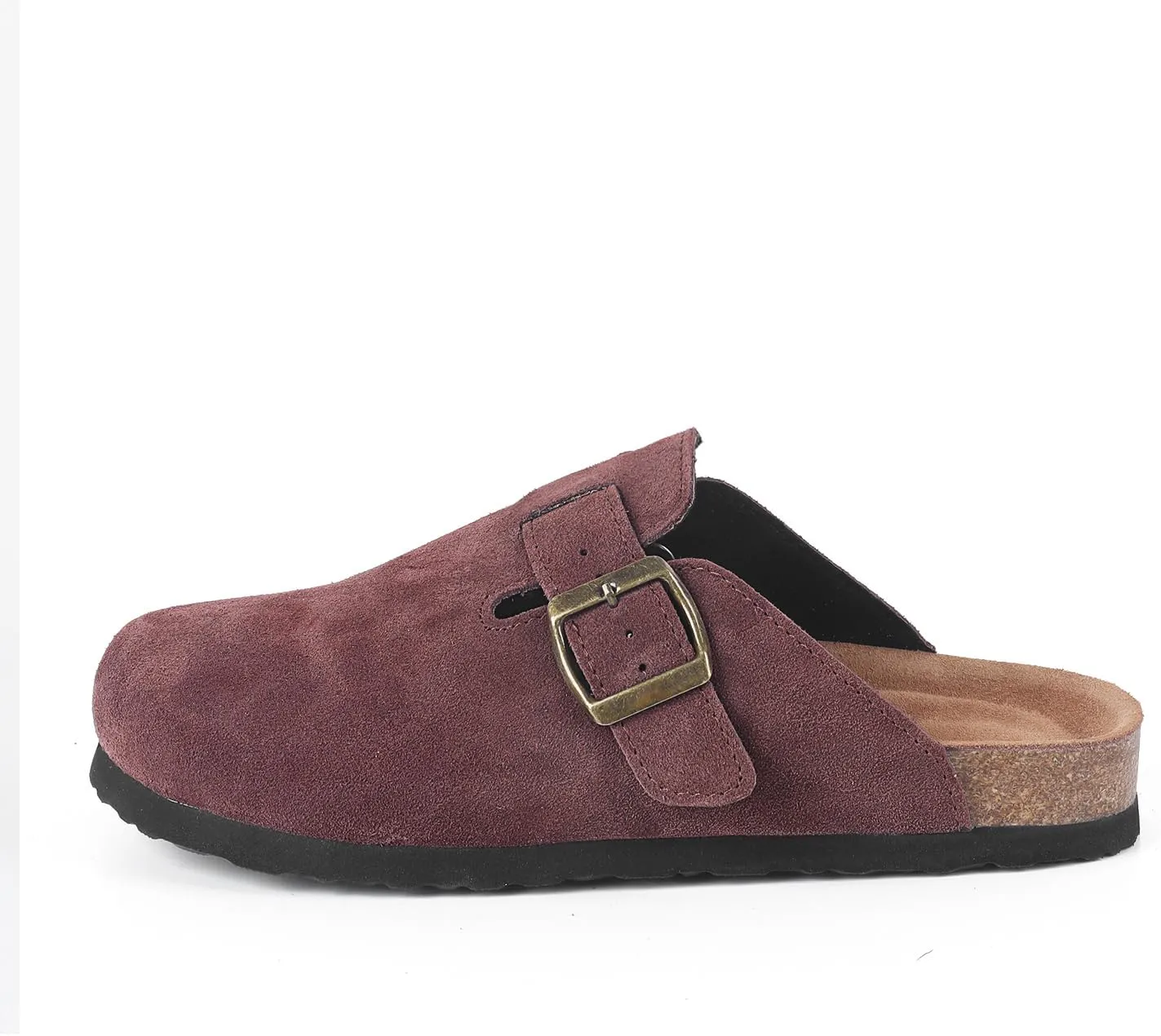 Suede Clogs for Women Clogs Slip on Adjustable Buckle Leather Clogs Cork Footbed Home Clog Slippers with Arch Support Unisex