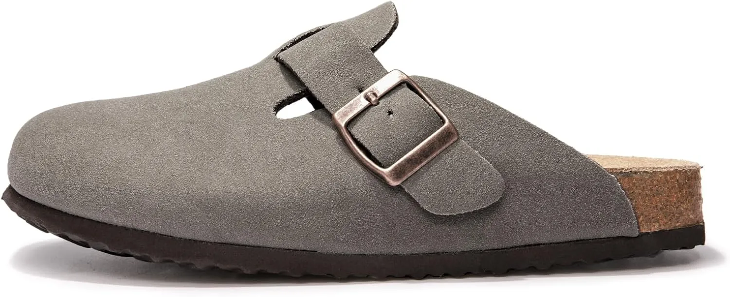 Suede Clogs Potato Shoes Cork Footbed Sandals Comfort Mules with Arch Support Slip On Slippers