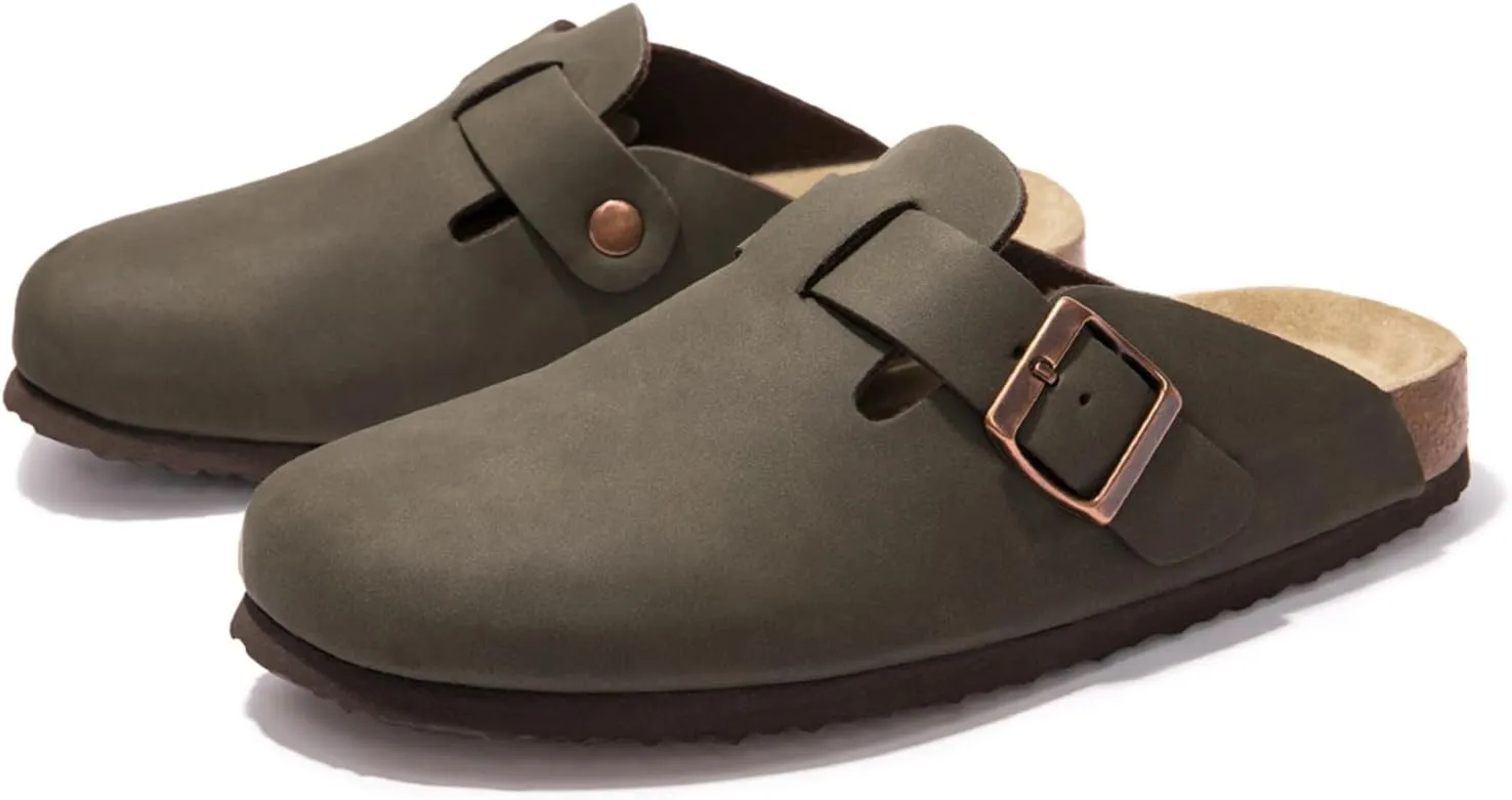 Suede Clogs Potato Shoes Cork Footbed Sandals Comfort Mules with Arch Support Slip On Slippers