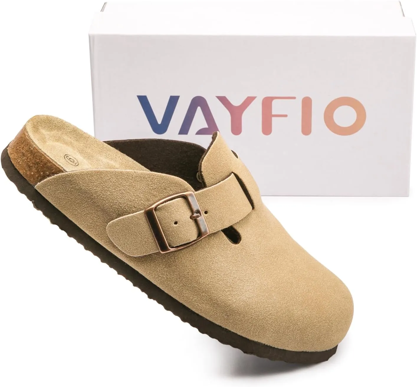 Suede Clogs Potato Shoes Cork Footbed Sandals Comfort Mules with Arch Support Slip On Slippers
