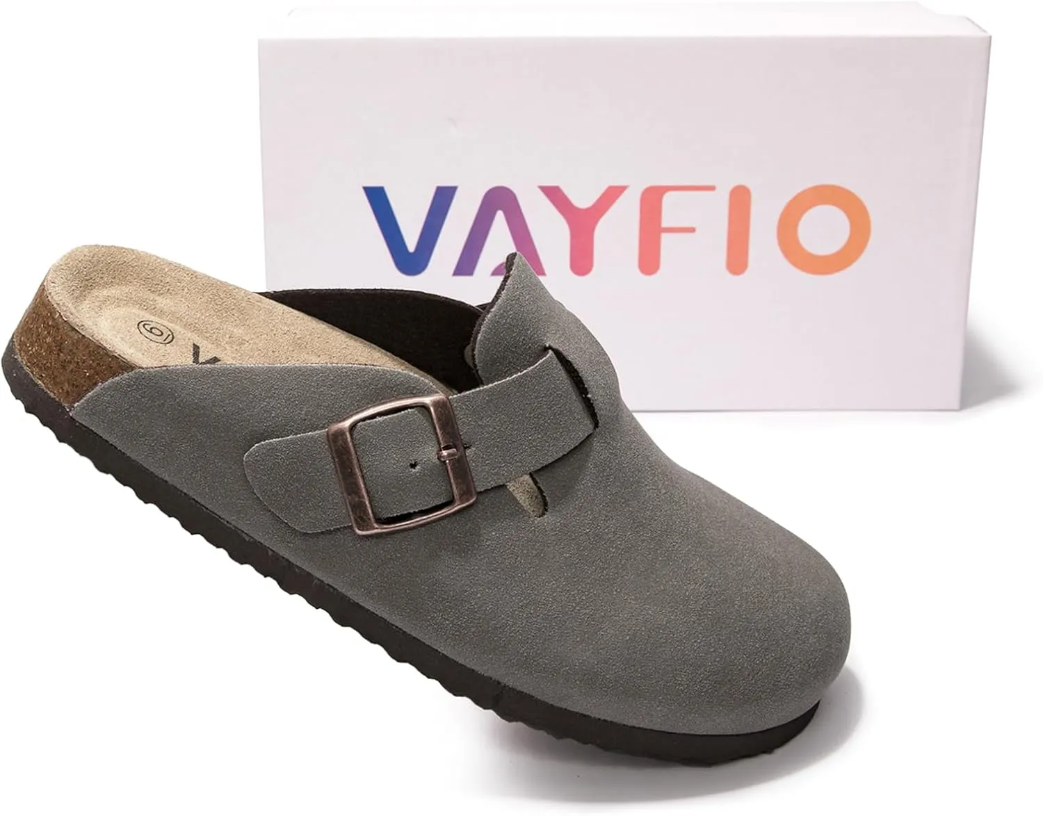 Suede Clogs Potato Shoes Cork Footbed Sandals Comfort Mules with Arch Support Slip On Slippers