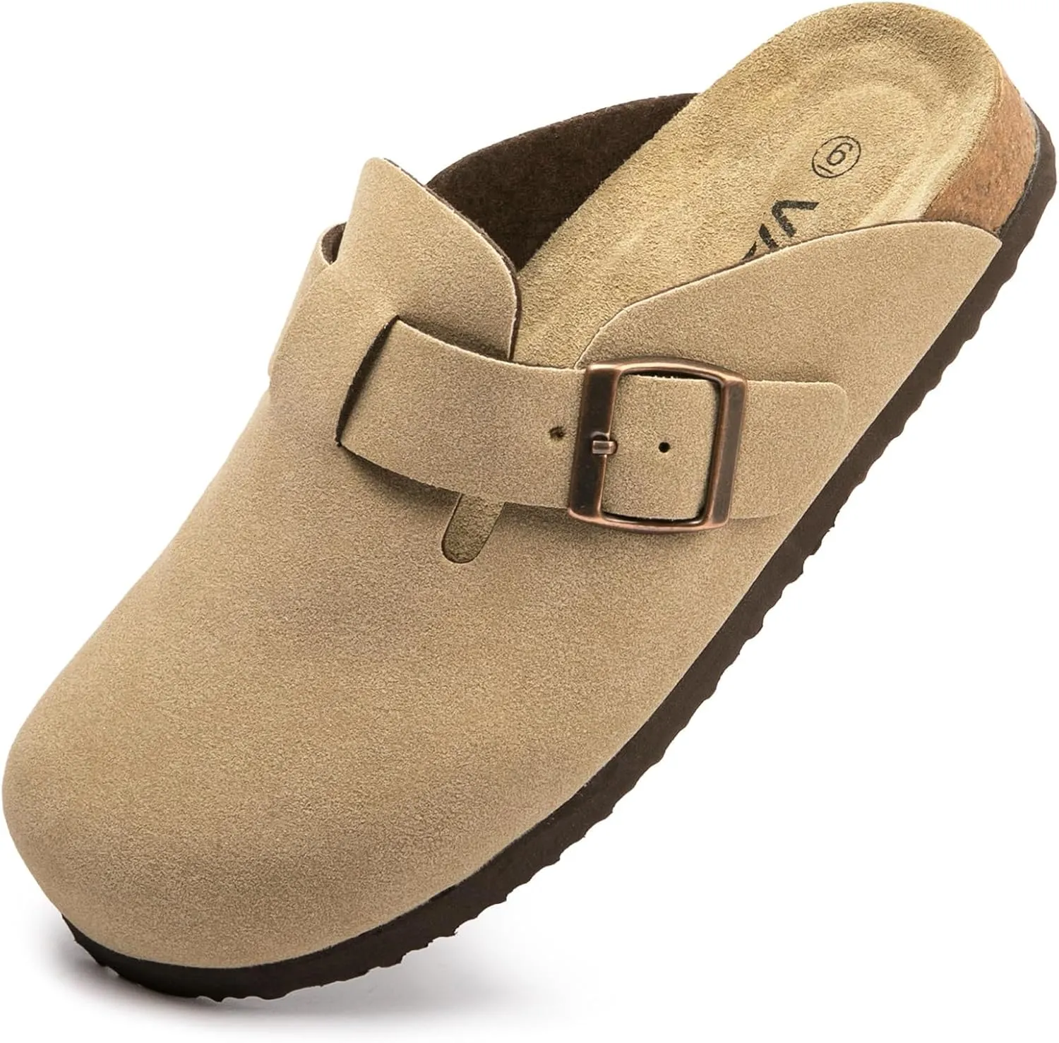 Suede Clogs Potato Shoes Cork Footbed Sandals Comfort Mules with Arch Support Slip On Slippers