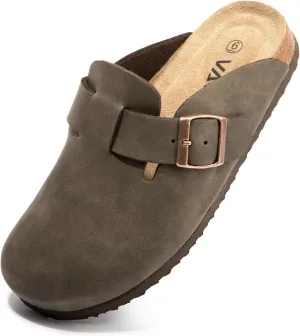 Suede Clogs Potato Shoes Cork Footbed Sandals Comfort Mules with Arch Support Slip On Slippers