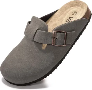 Suede Clogs Potato Shoes Cork Footbed Sandals Comfort Mules with Arch Support Slip On Slippers