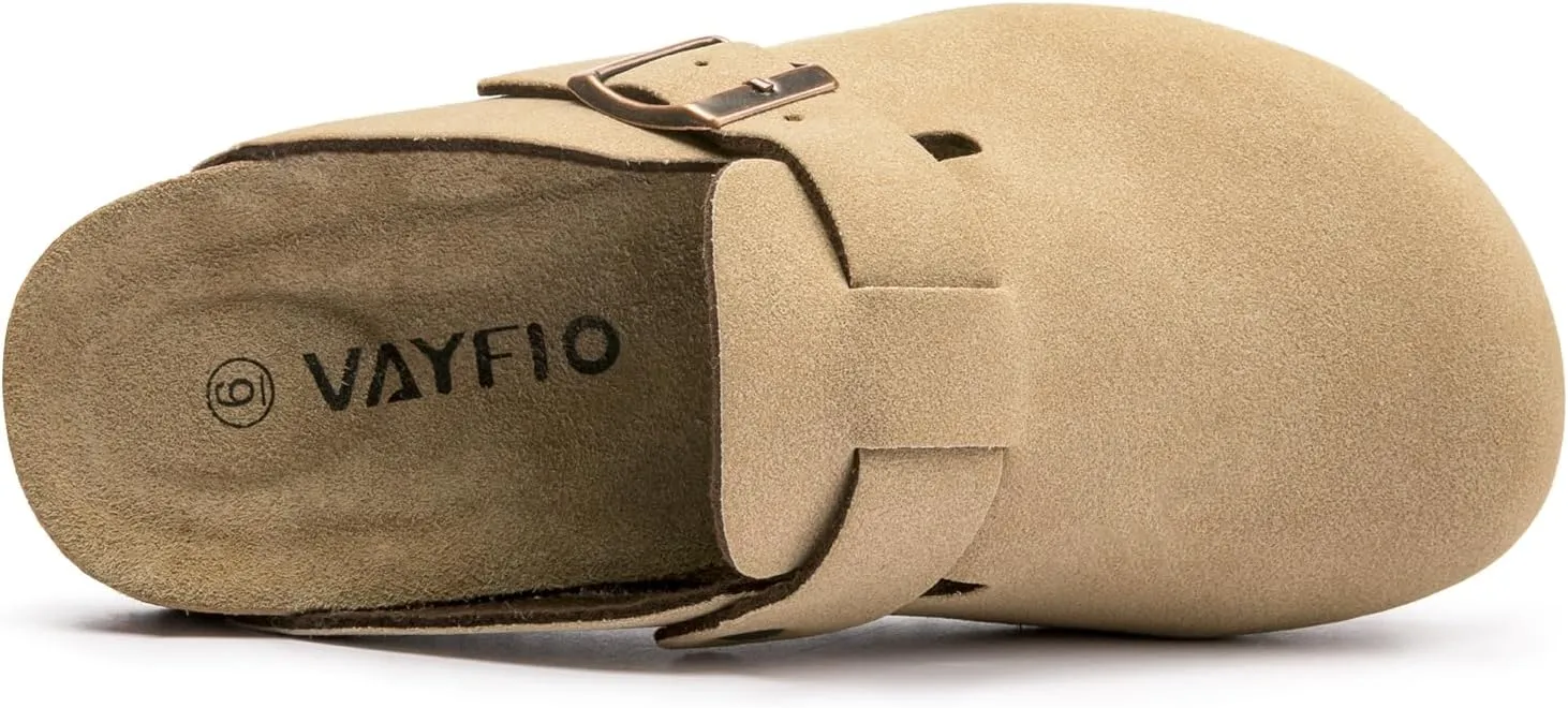 Suede Clogs Potato Shoes Cork Footbed Sandals Comfort Mules with Arch Support Slip On Slippers