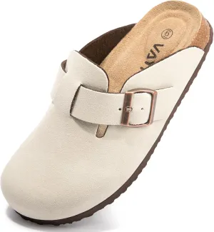 Suede Clogs Potato Shoes Cork Footbed Sandals Comfort Mules with Arch Support Slip On Slippers