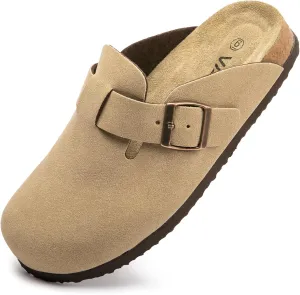 Suede Clogs Potato Shoes Cork Footbed Sandals Comfort Mules with Arch Support Slip On Slippers