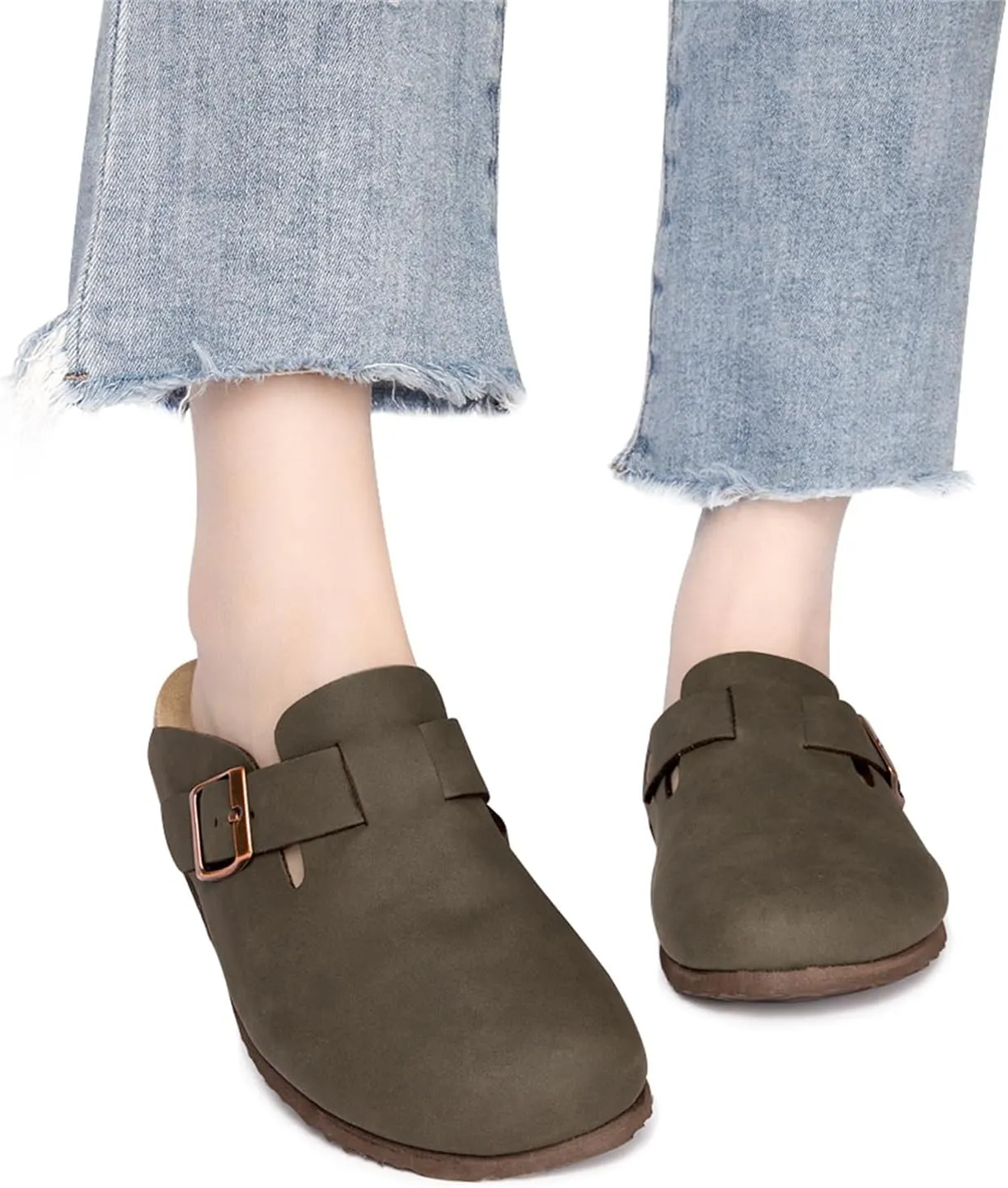 Suede Clogs Potato Shoes Cork Footbed Sandals Comfort Mules with Arch Support Slip On Slippers