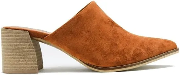 Suede Mules for Women Stacked Heel Mules Backless Mules Closed Toe Slide On Slide Mules Leopard Sandals