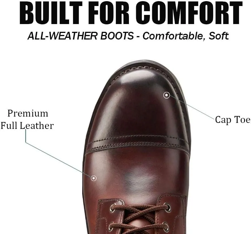 SUREWAY 6" Men's Lace-up Ankle Boots - Cap Toe, Captain Genuine Leather Lace up Chukka Boots for Men,Classic Comfort Oxford Style Footwear