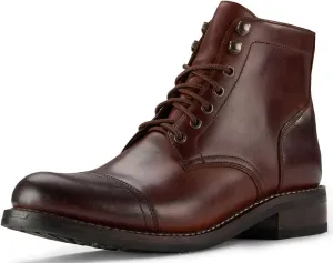 SUREWAY 6" Men's Lace-up Ankle Boots - Cap Toe, Captain Genuine Leather Lace up Chukka Boots for Men,Classic Comfort Oxford Style Footwear