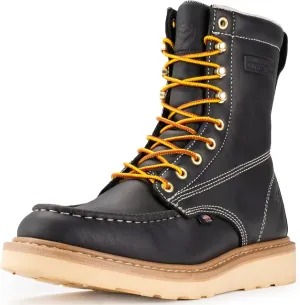 SUREWAY 8in Wedge Moc Toe Work Boots for Men - Soft Toe,Premium Full-Grain Leather,Safety Work Boots/Shoes,Comfort Insole,Oil/Slip Resistant,Real Goodyear,EH Rated Industrial Construction