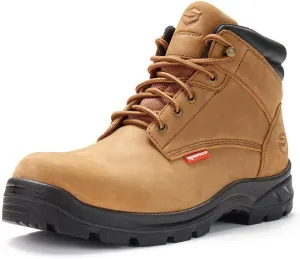 SUREWAY Men Waterproof Steel/Soft Toe Hiking Work Boots - Leather,Lace Up,Round Toe,Slip Resistant,Comfort EH Safety Industrial Construction Boot,Lightweight Utility Outdoor Shoes for Roofing,Hunting