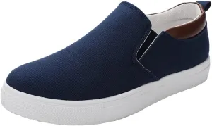 tazimall Men's Large Size Canvas Shoes, Slip on Flat Loafers
