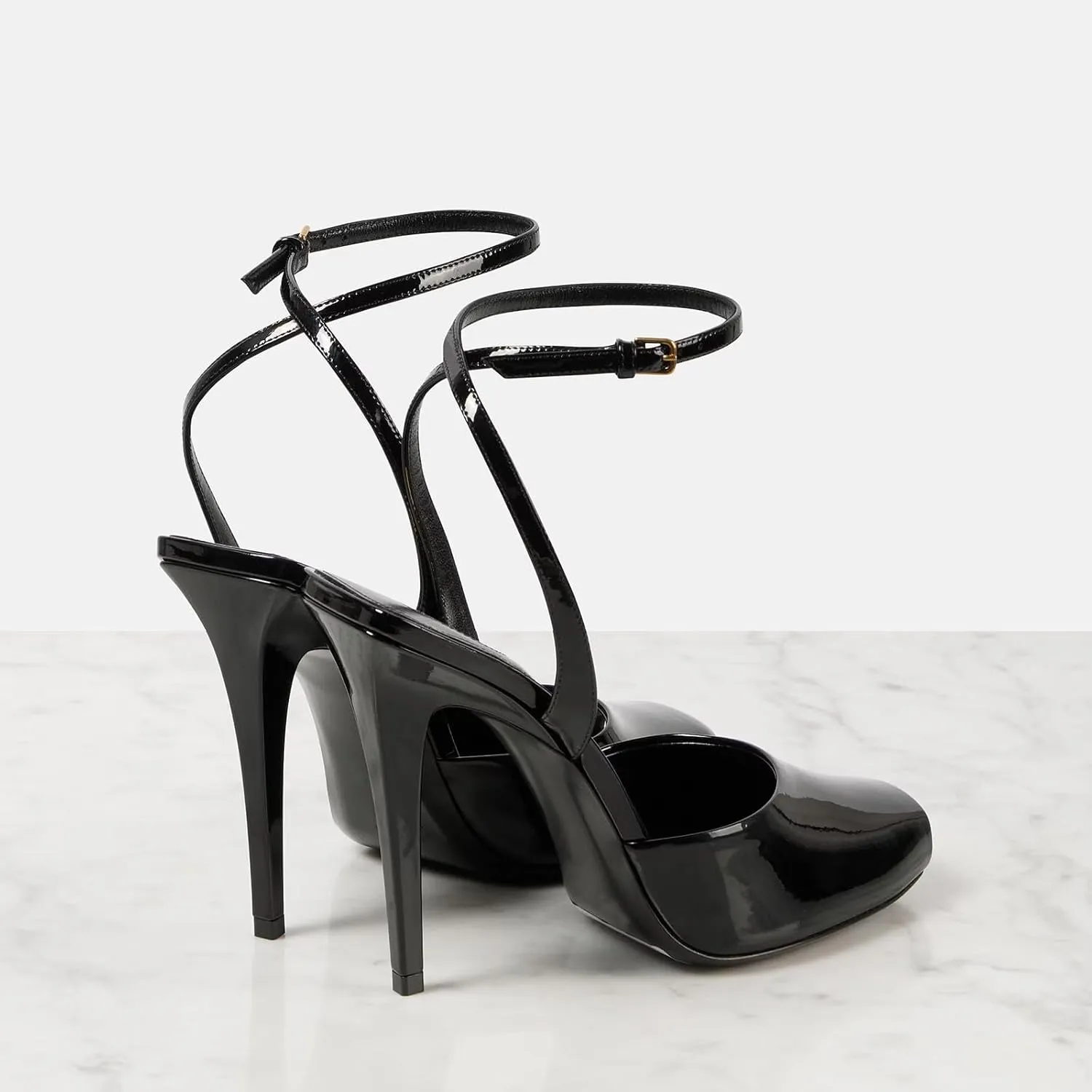 THESHY Womens Sandals Square Open Toe Stiletto High Heels Leather Ankle Strap Sandals Peep Toe Backless Buckle Dress Party Fashion Shoes for Women