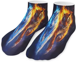 Tigers in Flame & Ice Low Cut Ankle Socks Casual Liner Sock Pack Non Slip Invisible For Men Women