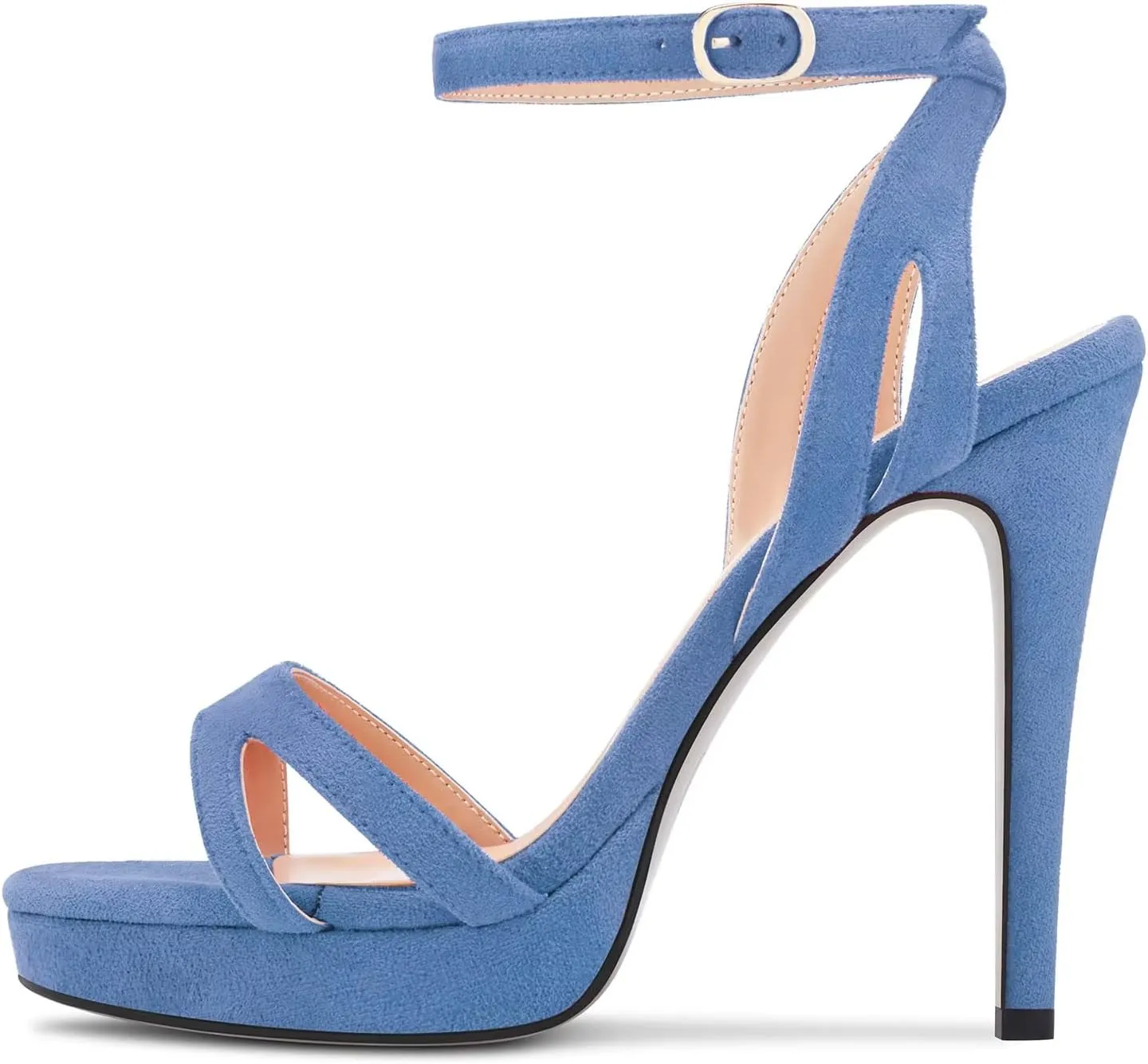 TNYNFBEB Women Stiletto High Platform Heel Peep Open Pointed Toe Sandals Ankle Strap Buckle Party Cute 4.7 Inches Heels