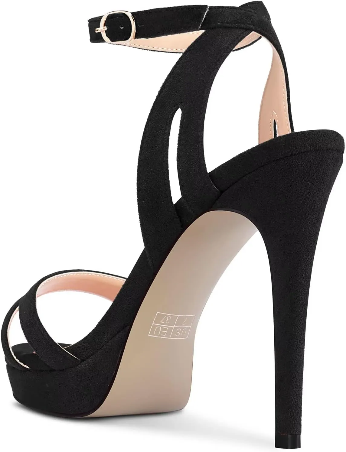 TNYNFBEB Women Stiletto High Platform Heel Peep Open Pointed Toe Sandals Ankle Strap Buckle Party Cute 4.7 Inches Heels