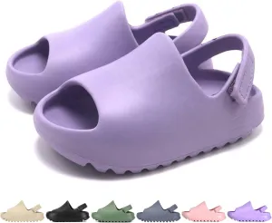Toddler Kids Slides Sandals Summer Slip-On Sandals Shower Beach Pool Anti-slip Slippers for Girls Boys White Water Shoes