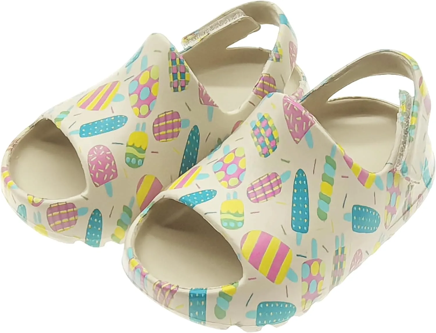 Toddler Kids Slides Sandals Summer Slip-On Sandals Shower Beach Pool Anti-slip Slippers for Girls Boys White Water Shoes