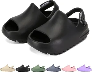 Toddler Kids Slides Sandals Summer Slip-On Sandals Shower Beach Pool Anti-slip Slippers for Girls Boys White Water Shoes