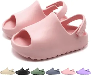 Toddler Kids Slides Sandals Summer Slip-On Sandals Shower Beach Pool Anti-slip Slippers for Girls Boys White Water Shoes