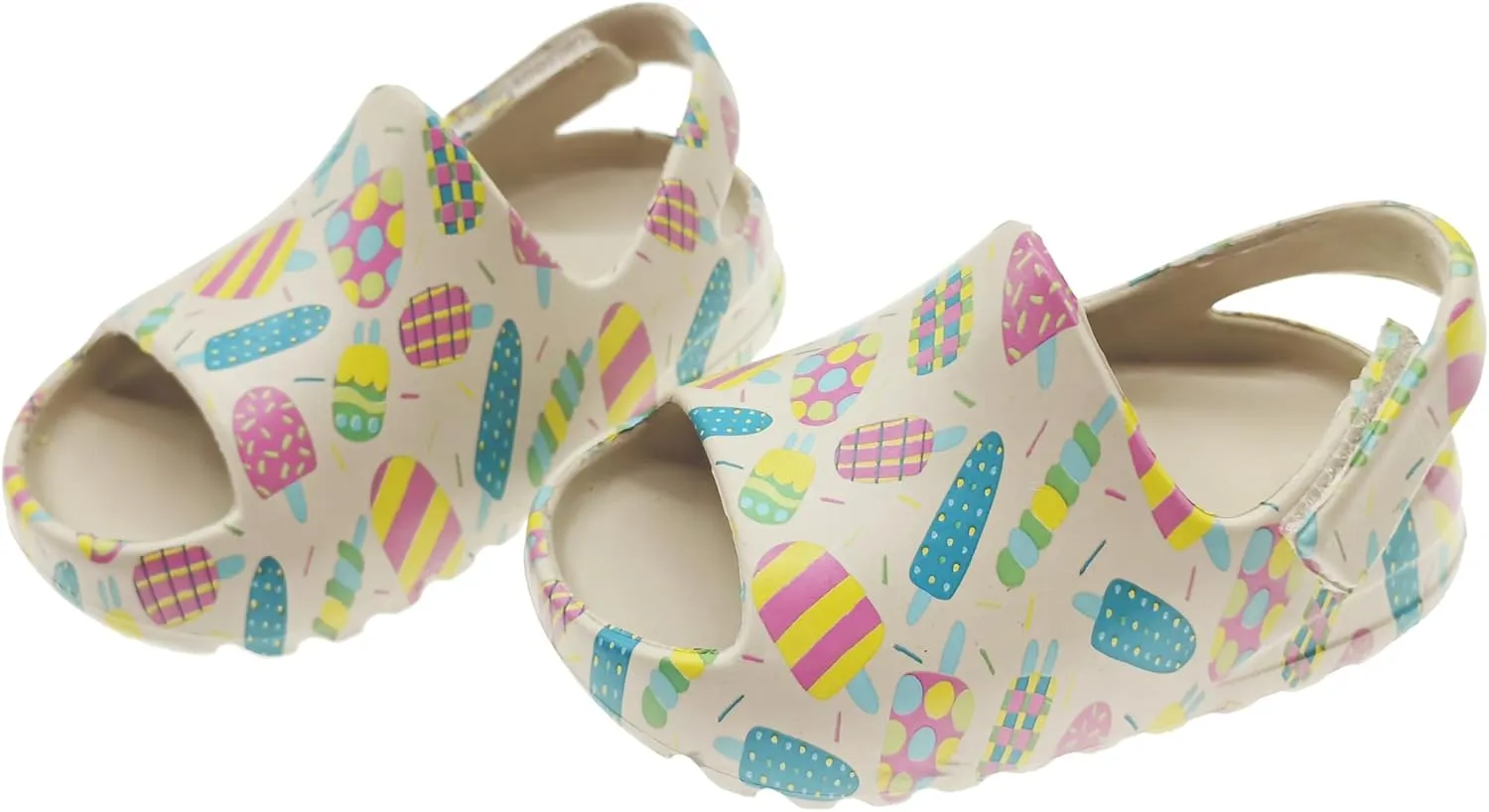 Toddler Kids Slides Sandals Summer Slip-On Sandals Shower Beach Pool Anti-slip Slippers for Girls Boys White Water Shoes