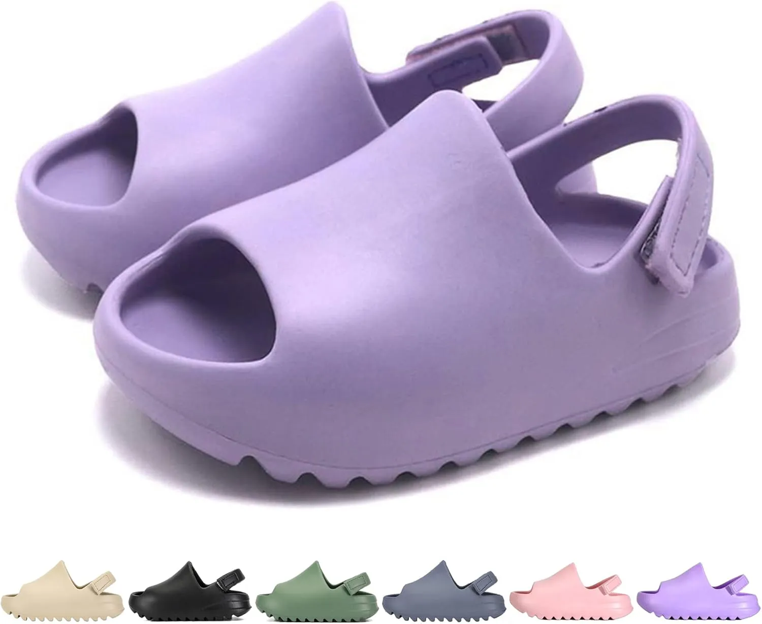 Toddler Kids Slides Sandals Summer Slip-On Sandals Shower Beach Pool Anti-slip Slippers for Girls Boys White Water Shoes