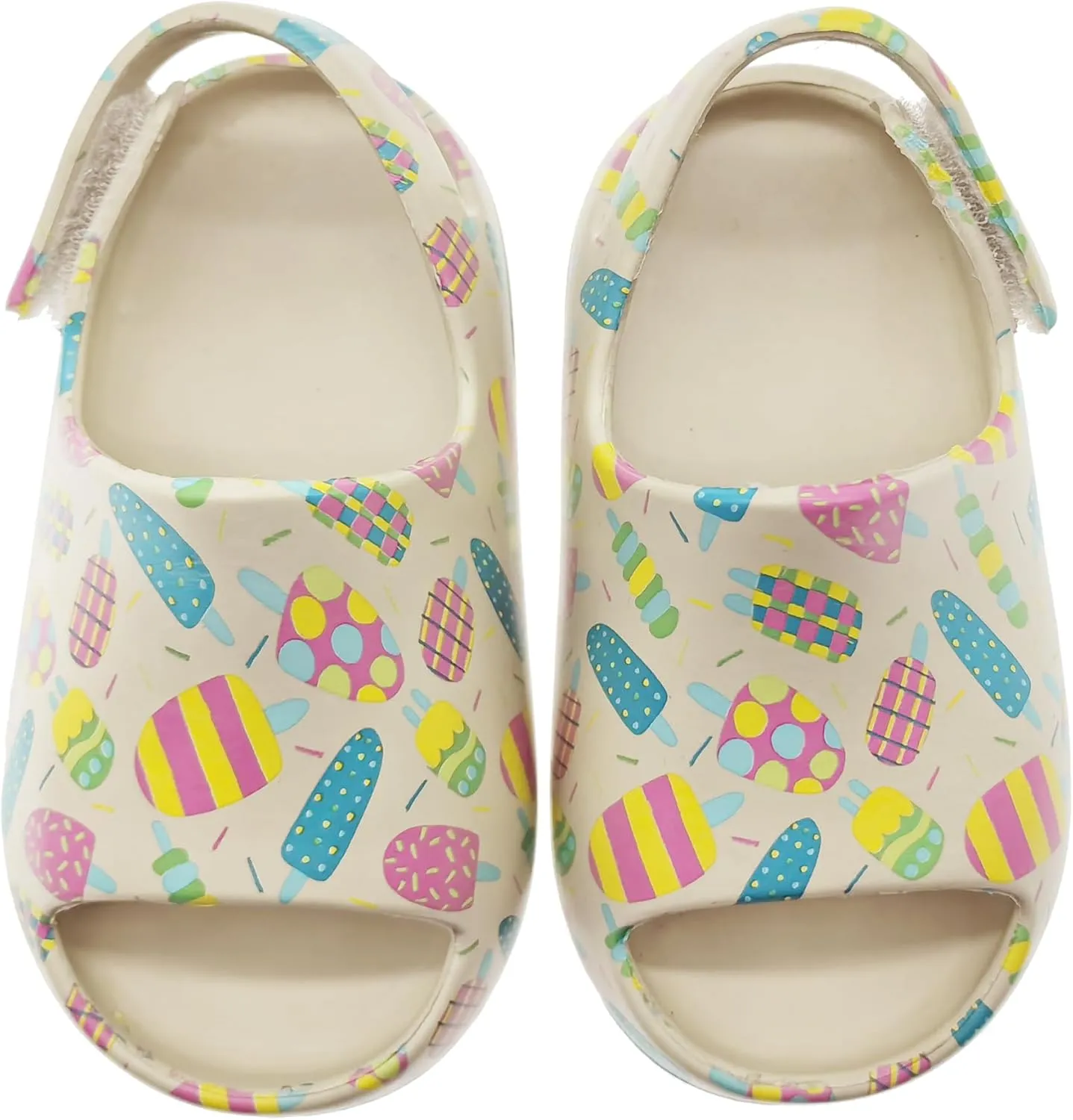 Toddler Kids Slides Sandals Summer Slip-On Sandals Shower Beach Pool Anti-slip Slippers for Girls Boys White Water Shoes