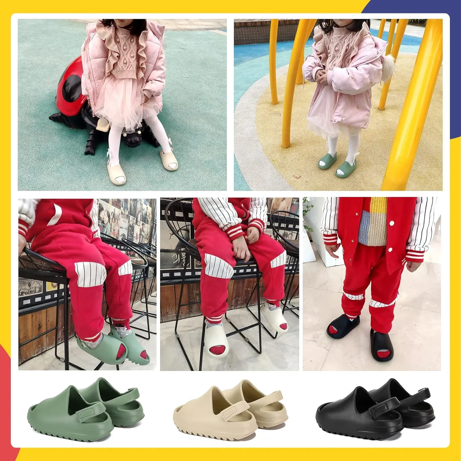 Toddler Little Kids Slides Sandals for Boys Girls Summer Slip-On Slide Slippers Sandals for Baby Kid Anti-slip Water Shoes