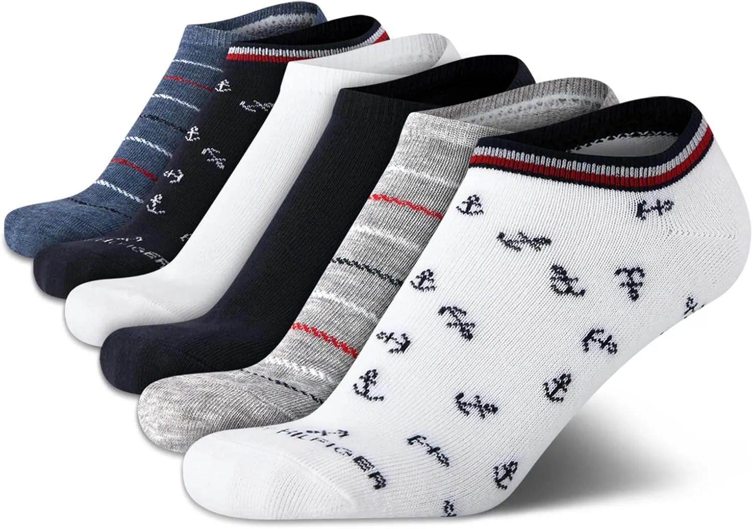 Tommy Hilfiger Womens No Show Socks - 6 Pack Soft Cotton Blend Low Cut Liner Socks for Sneakers, Loafers, Flats (Size: 4-10)