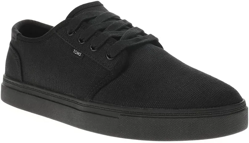 TOMS Mens Carlo 2.0 Canvas Lace Up Sneakers Shoes Casual - Black