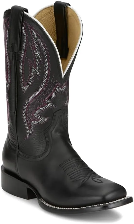 Tony Lama Womens Darcia 11 Inch Embroidered Square Toe Casual Boots Mid Calf Low Heel 1-2" - Black