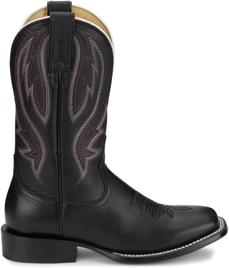 Tony Lama Womens Darcia 11 Inch Embroidered Square Toe Casual Boots Mid Calf Low Heel 1-2" - Black