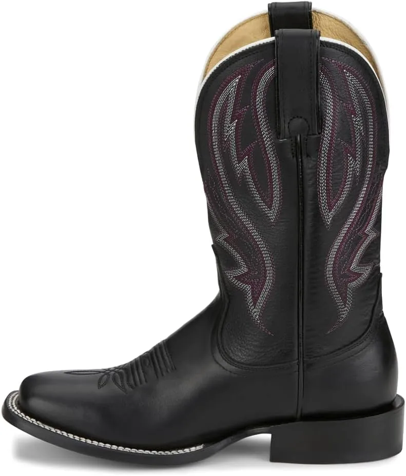 Tony Lama Womens Darcia 11 Inch Embroidered Square Toe Casual Boots Mid Calf Low Heel 1-2" - Black