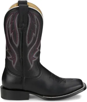 Tony Lama Womens Darcia 11 Inch Embroidered Square Toe Casual Boots Mid Calf Low Heel 1-2" - Black