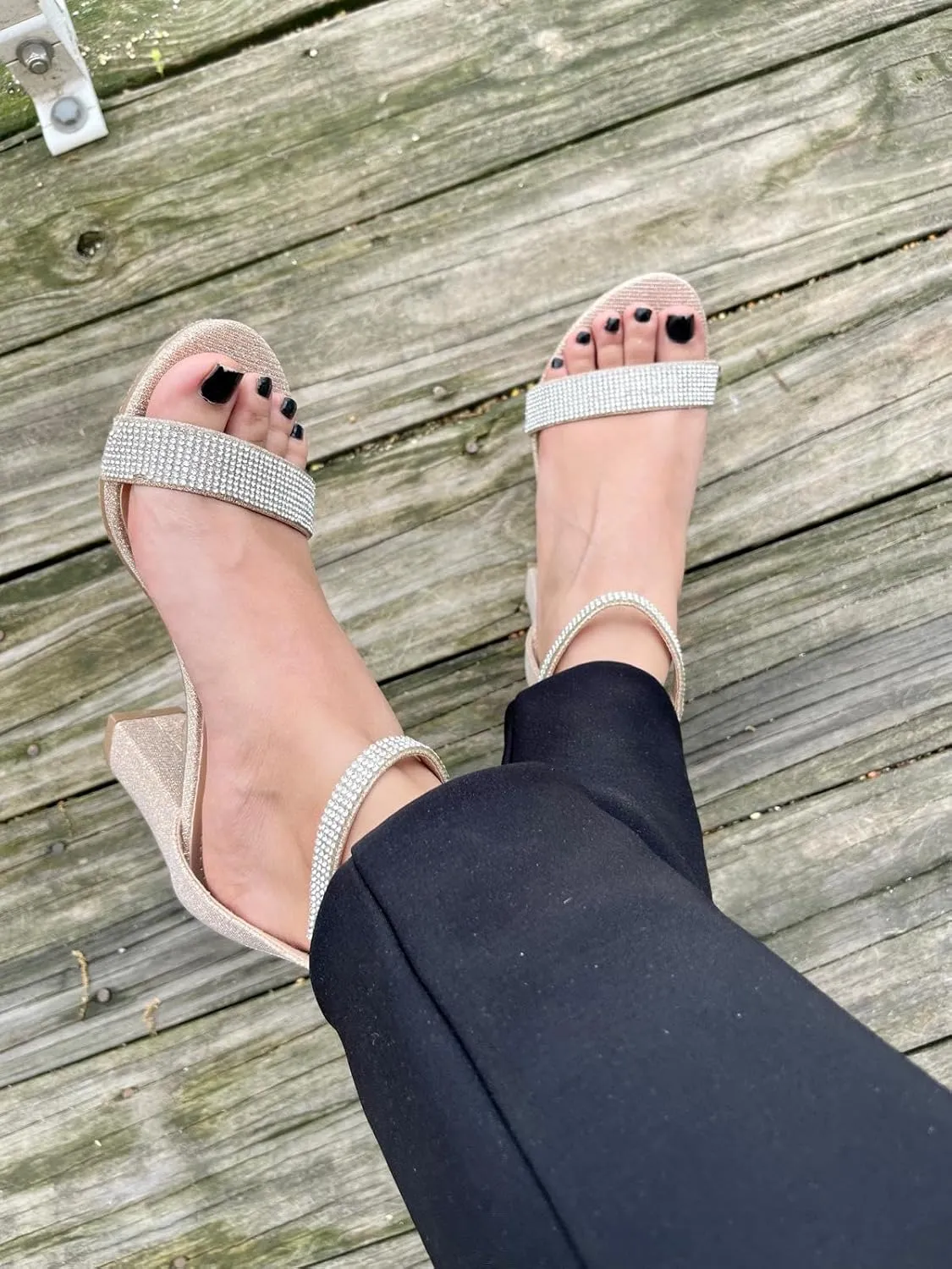 TOP Moda Gallery-45 Ankle Strap Dressy High Heel Sandal, Non-slip Sole, For Wedding, Party, Prom, Evening Wear, or Any Occasion, Sleek Style Block Heel Sandals