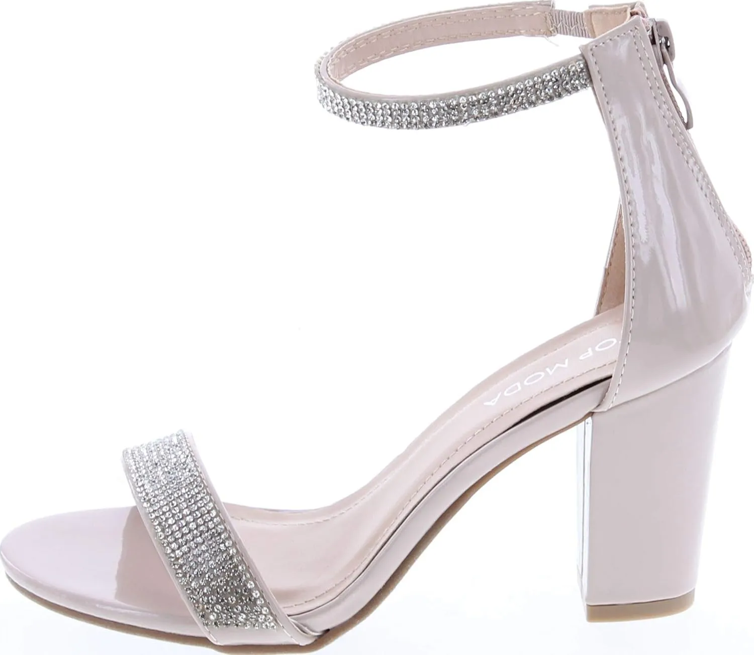 TOP Moda Gallery-45 Ankle Strap Dressy High Heel Sandal, Non-slip Sole, For Wedding, Party, Prom, Evening Wear, or Any Occasion, Sleek Style Block Heel Sandals