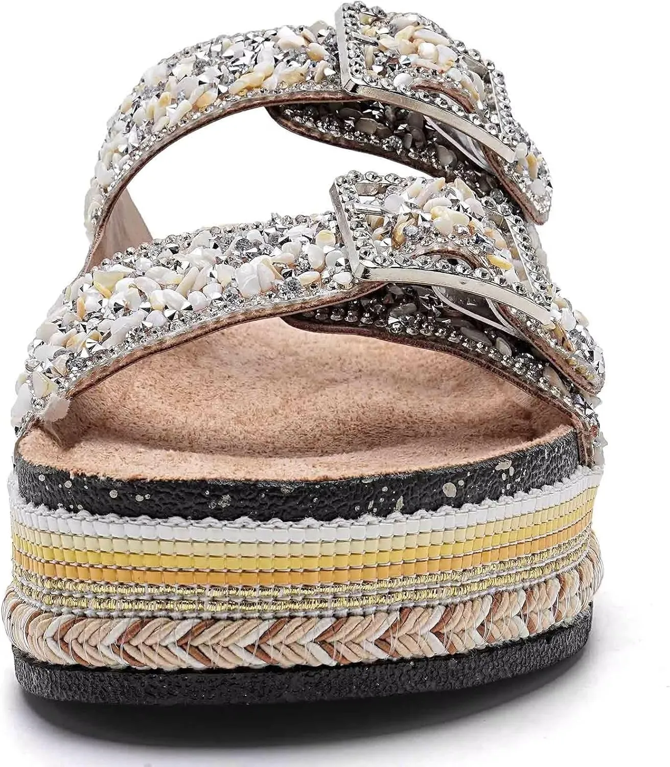Torotto Womens Slides with Cork Footbed Open Toe Adjustable Webbing Flat Sandals for Walking | Beach | Indoor