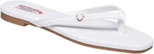 True Religion Women’s Minimalist Flip Flop Sandals – Sleek Style with Gold Logo Charm