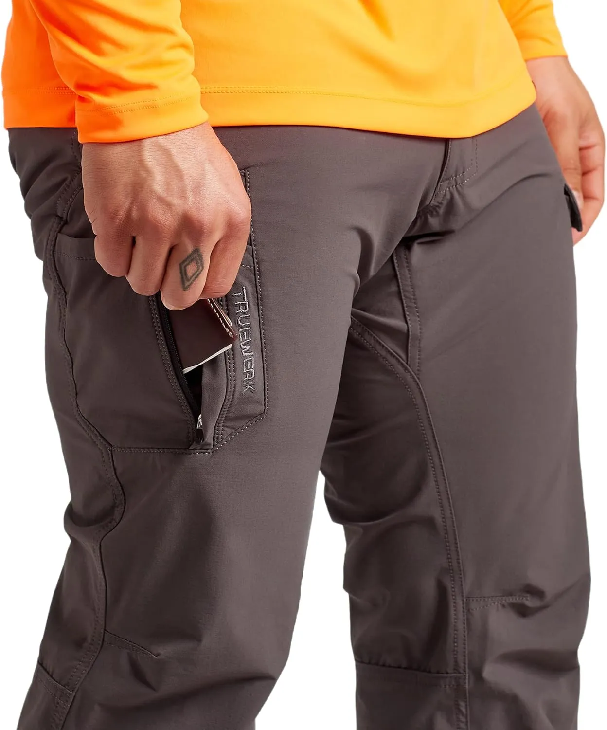 TRUEWERK Men’s Work Pants - T1 WerkPants Relaxed Fit, Lightweight, Moisture Wicking, Tactical Cargo Pants with 4-Way Stretch
