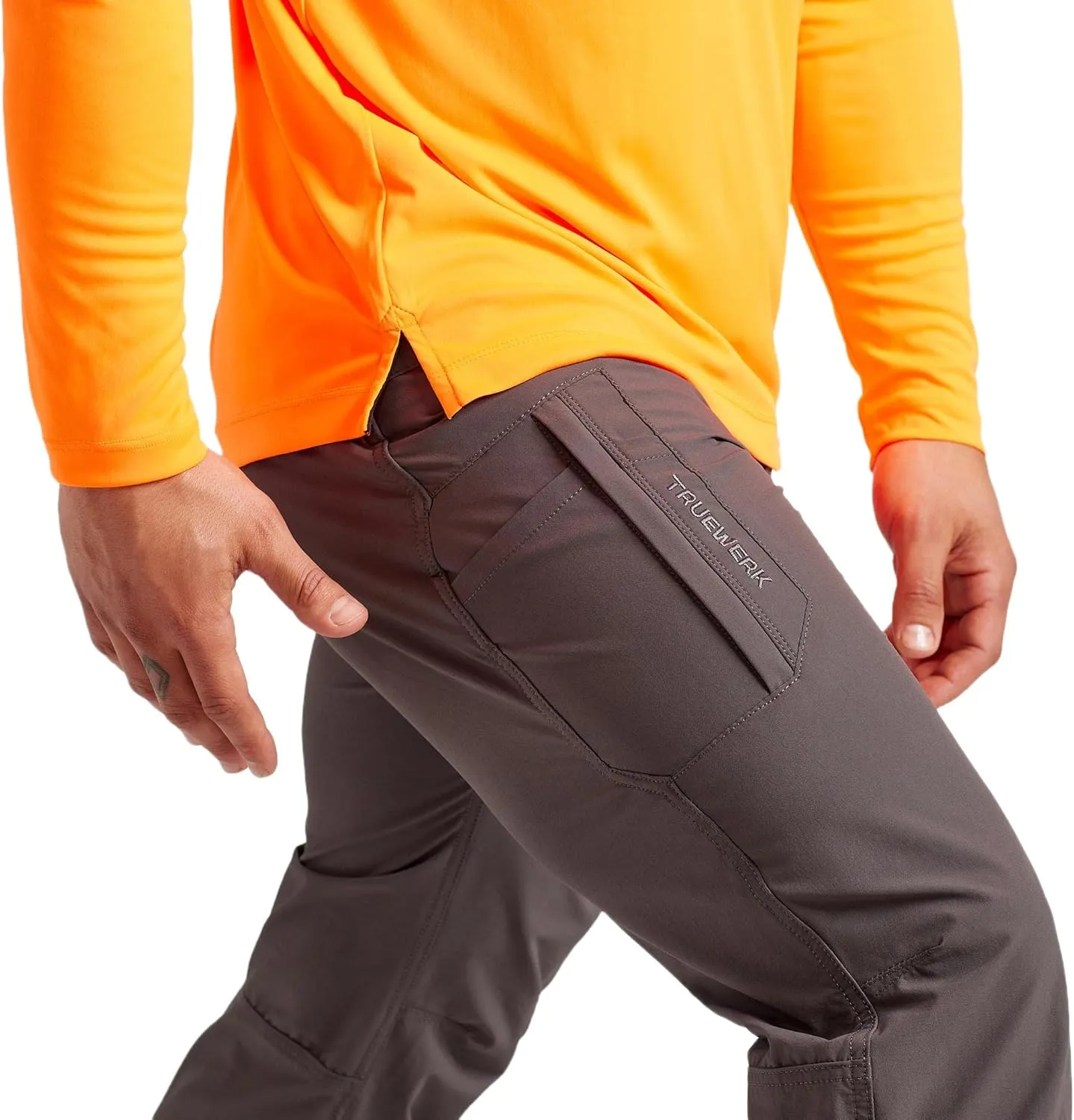 TRUEWERK Men’s Work Pants - T1 WerkPants Relaxed Fit, Lightweight, Moisture Wicking, Tactical Cargo Pants with 4-Way Stretch