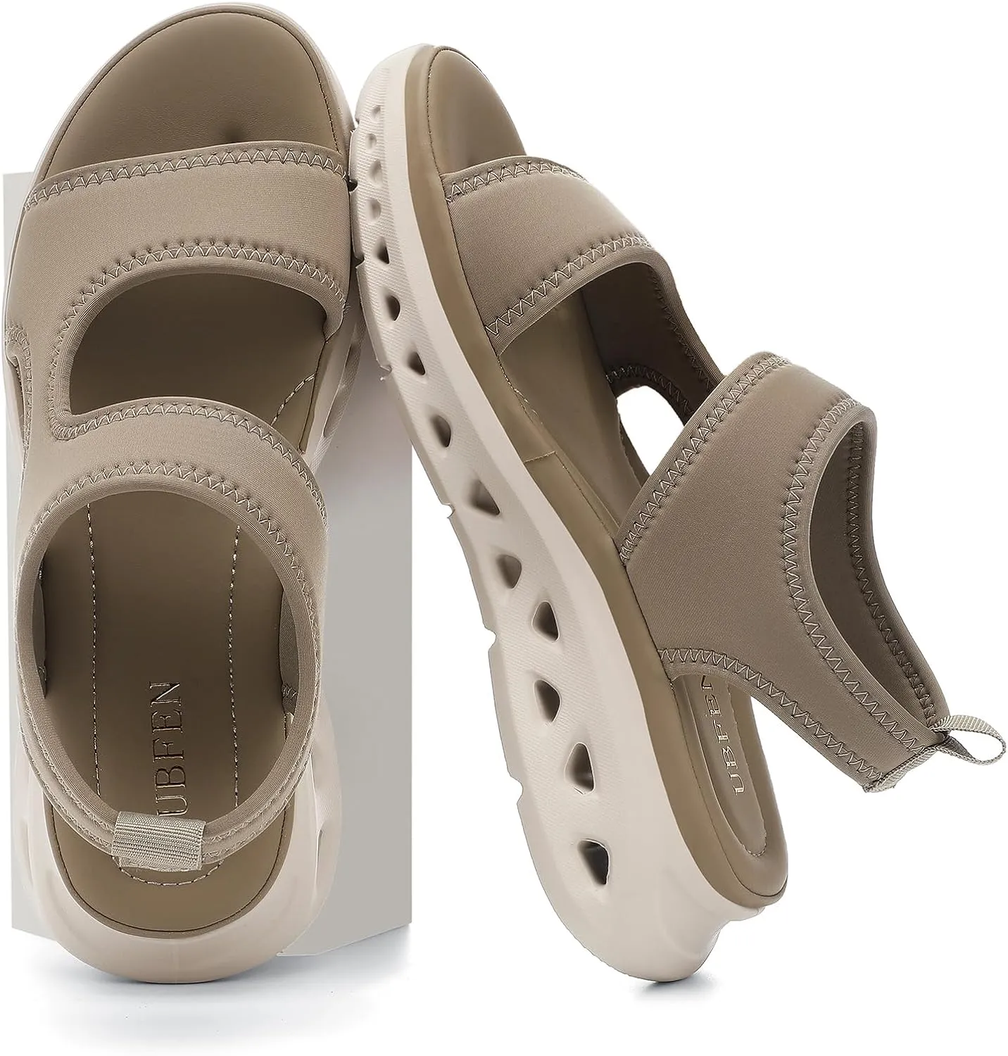 UBFEN Womens Sport Sandals with Elastic Ankle Strap - Comfortable Walking Casual Open Toe Summer Wedge Sandals