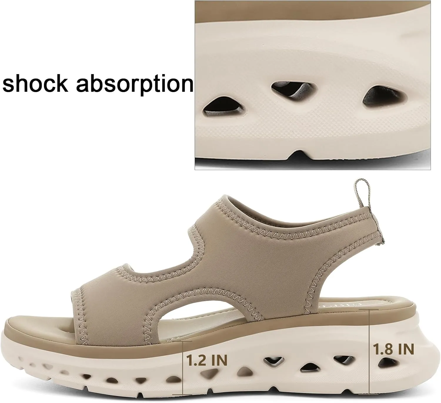 UBFEN Womens Sport Sandals with Elastic Ankle Strap - Comfortable Walking Casual Open Toe Summer Wedge Sandals